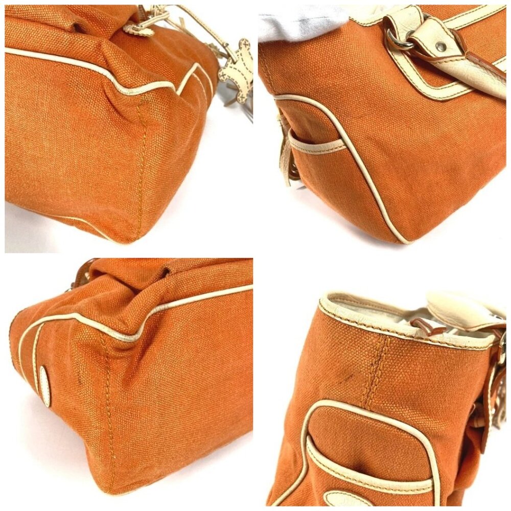 CELINE fringe tassel logo Macadam Boogie Bag Tote Bag Hand Bag Orange - Picture 14 of 14